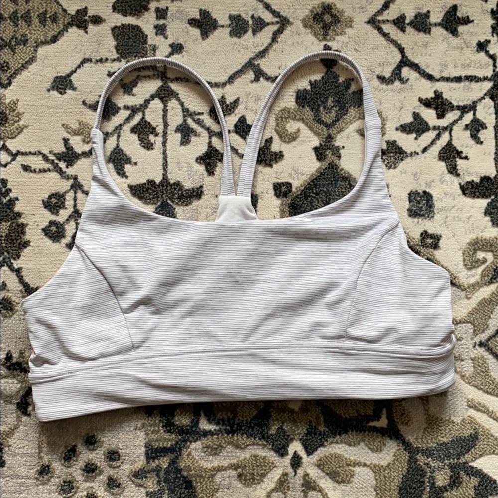Size 12 Grey & White Striped Lululemon Sports Bra